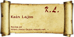 Kain Lajos névjegykártya
